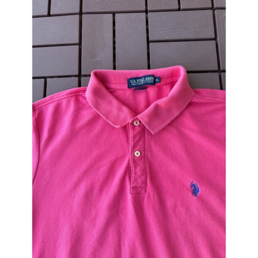 U.S. Polo Assn. Polo Shirt Mens XL Pink Performance Pique Short Sleeve Logo Golf